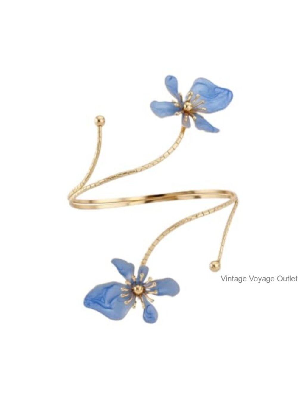 Bohemian Enamel Flower Arm Cuff Bracelet Adjustable Floral Open Wrap Bangle for